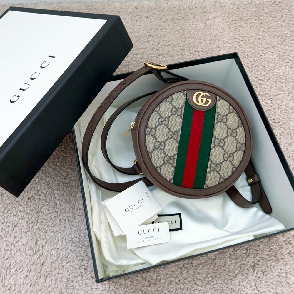 BNIB**Gucci GG Supreme Ophidia Round Mini Backpack